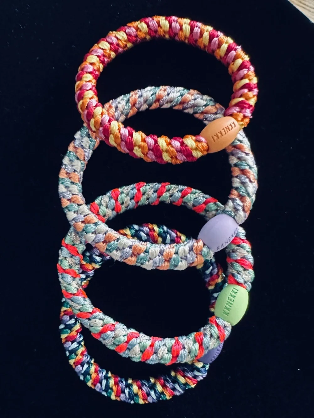NWT 4-Bundle Authentic Original KKNEKKI Hair Ties/Elastics in Colorful Mix